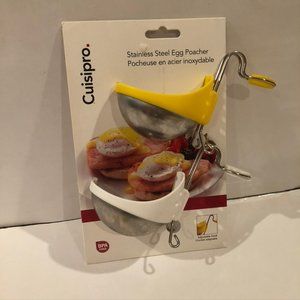 Cuisipro Stainless Steel Egg Poacher Set Of 2 Poachers Yellow - used once! NEW!